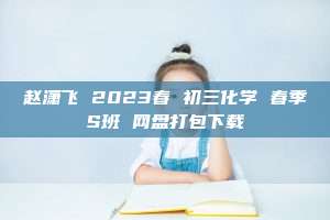 赵潇飞 2023春 初三化学 春季S班 网盘打包下载