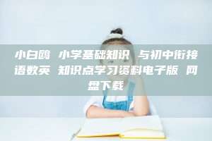 小白鸥 小学基础知识 与初中衔接语数英 知识点学习资料电子版 网盘下载